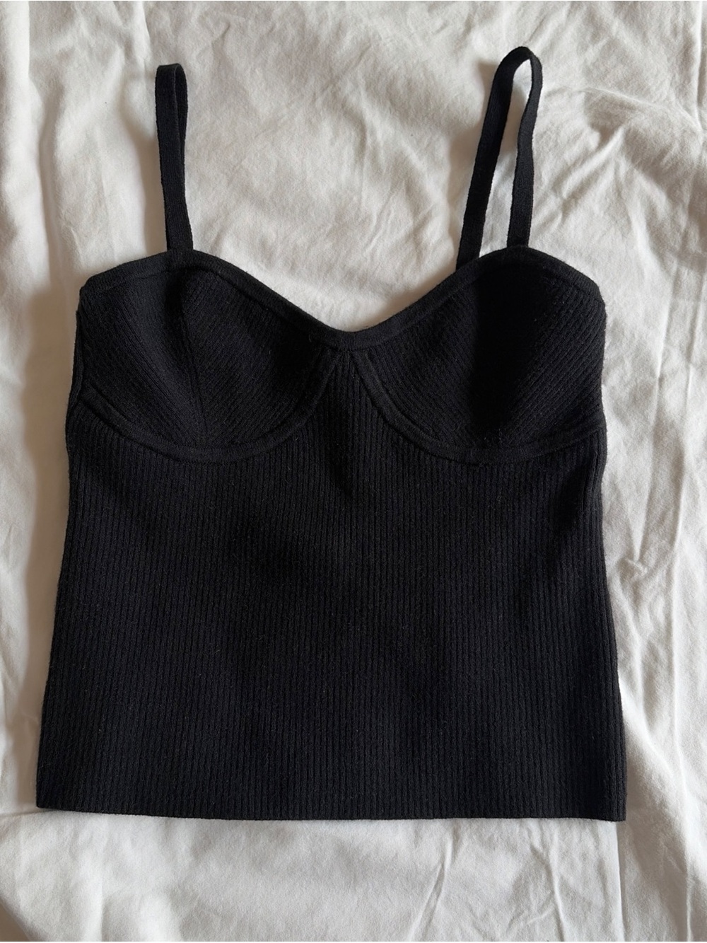Madewell Black Ribbed Bustier Cami